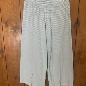 Women's Striped Lounge Pants in White and Green